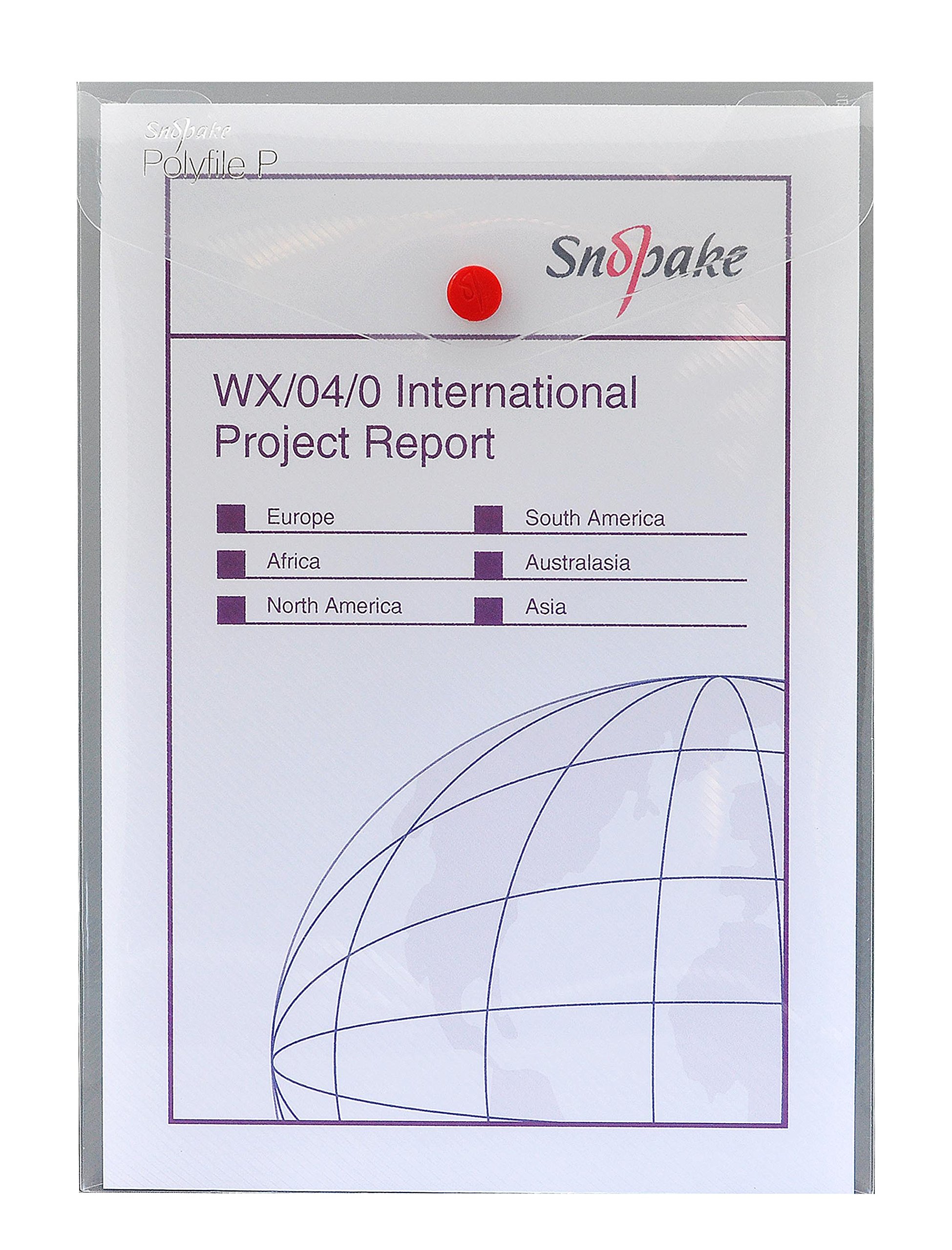 Snopake A5 Polyfile P Portrait Popper Wallet with Press Stud Closure [Pack of 5] Clear [13280]