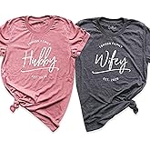 Wifey and Hubby Shirts, Custom Couple Shirts, Just Married Outfits, Mr and Mrs Tees, Honeymoon Shirts, Wedding Shirts, Personalized Est New Husband Wife T-Shirts, Valentines Day Gift Tees