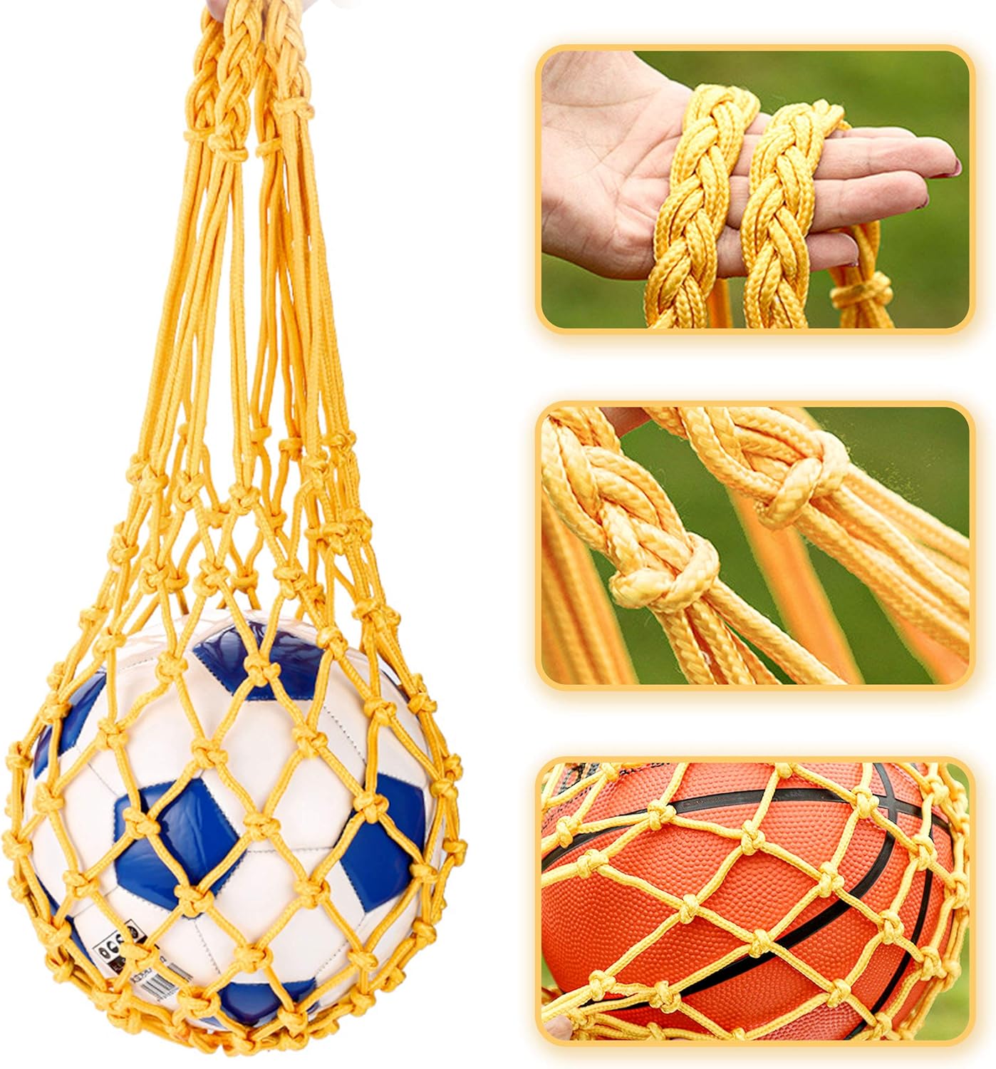 LTHERMELK Ball Net Bag Portable Nylon Sports Ball Mesh Pocket For