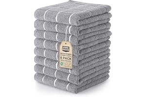 Utopia Towels 8 Pack Kitchen Towels Set, 12x12 Inches, Highly Absorbent and Super Soft Microfiber Towels, Ideal for Cleaning Dishes, Pans, Grey