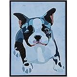 Amazon Brand – Rivet Modern Abstract Puppy Black, White and Pink Print Wall Art in Black Frame, 11.5" x 14.5"