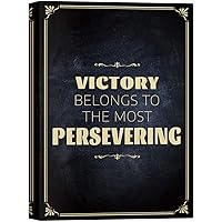 SIGNWIN Canvas Wall Art Victory Belongs to The Most Persevering in Gold Letters Inspirational Quotes Digital Art Contemporary for Living Room, Bedroom, Office - 12x18 inches