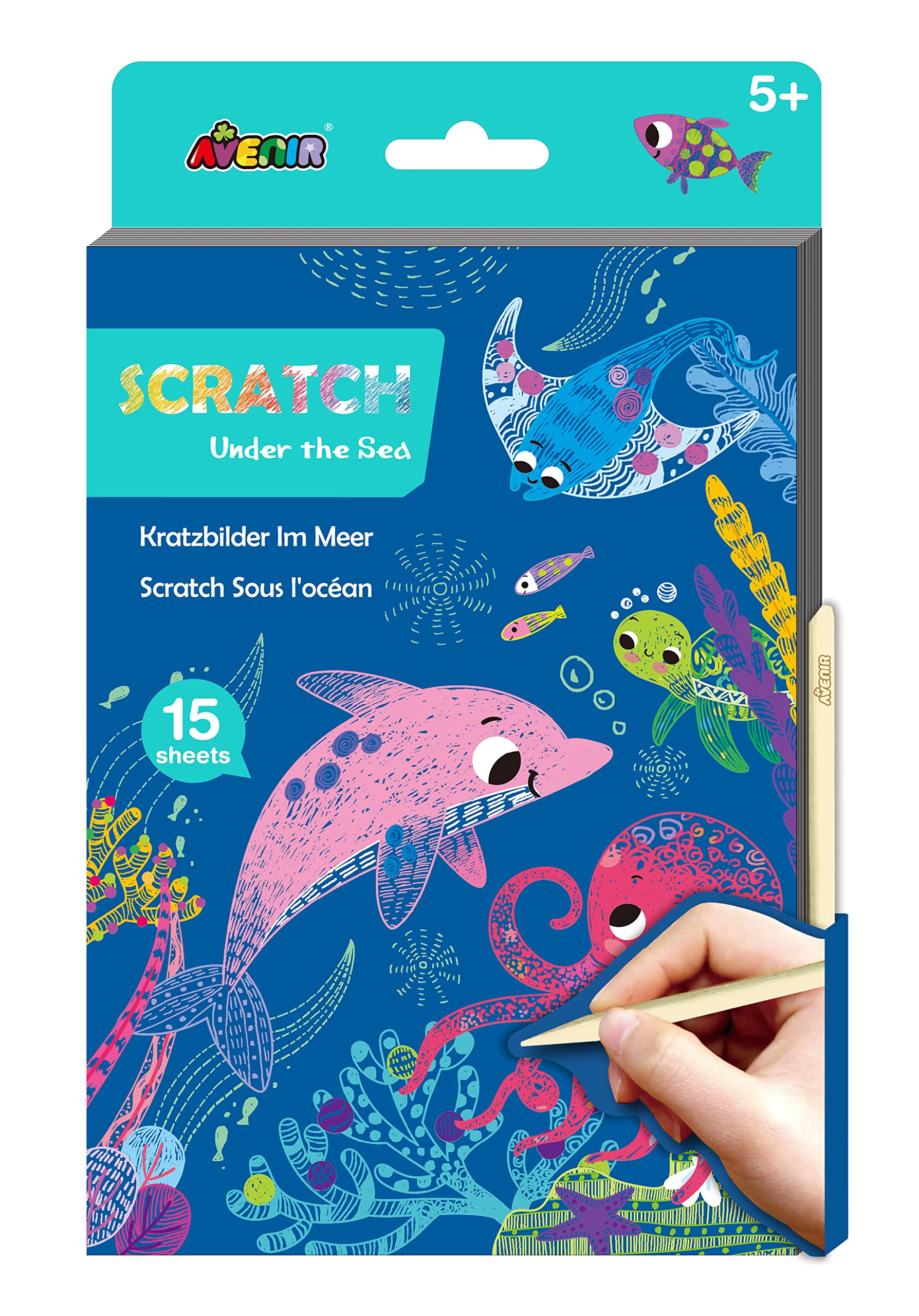 Avenir | A5 Scratch Book | Under The Sea | Scratch Fun DIY Craft Activity for Ages 6+