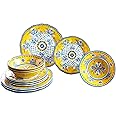 Le Cadeaux 12 Piece Luxury Melamine Dinnerware Set, Service for 4 (Benidorm)