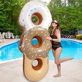 Giant XL Inflatable 3 Multi-Person Ice Cream Cone Swimming Pool Float | Almost 7 Feet Long, Mesh Seats, 4X Thicker for More Durability- Kid Adult Food Floaty Tube- River Lake Party Summer Beach Fun