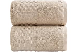 XIQ Bath Sheets 600GSM Combed Cotton Super Soft Luxury Bath Towels Extra Large Shower Towels for Bathroom (Beige,2PCS)