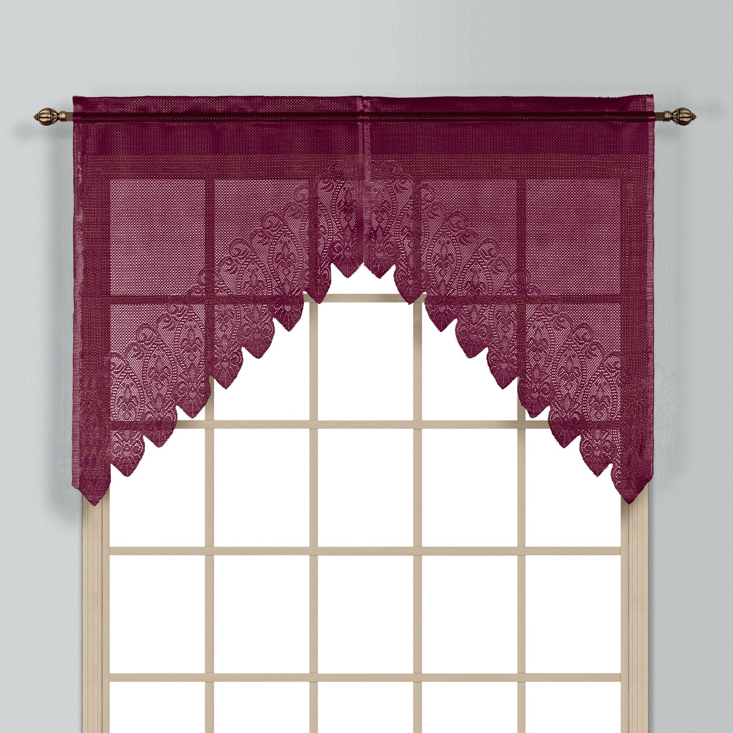 United Curtain Valerie Lace Sheer Swags, 52 by 38Inch