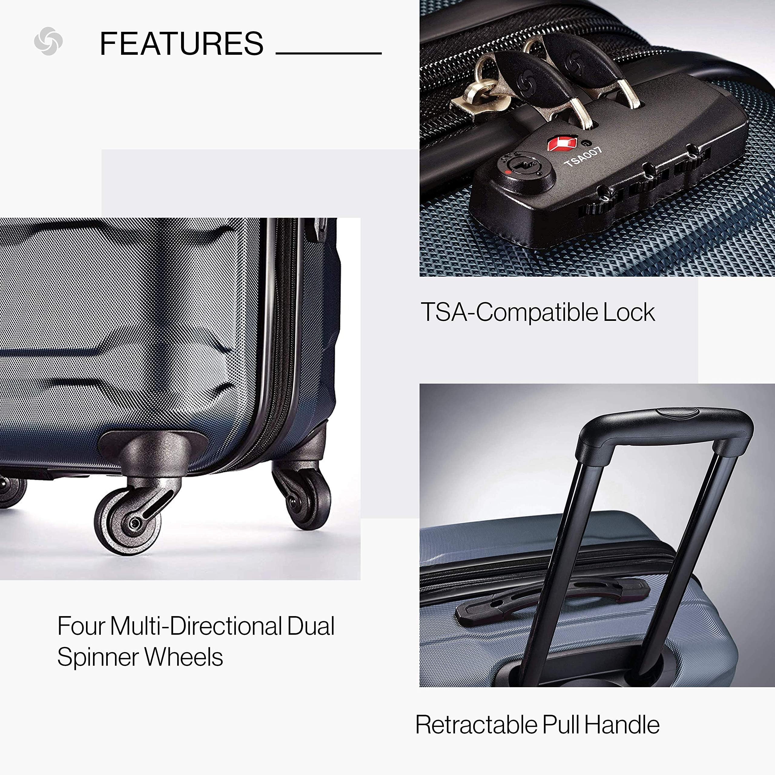 Samsonite Omni PC Hardside Expandable Luggage with Spinner Wheels, Teal, 3-Piece Set (20/24/28)