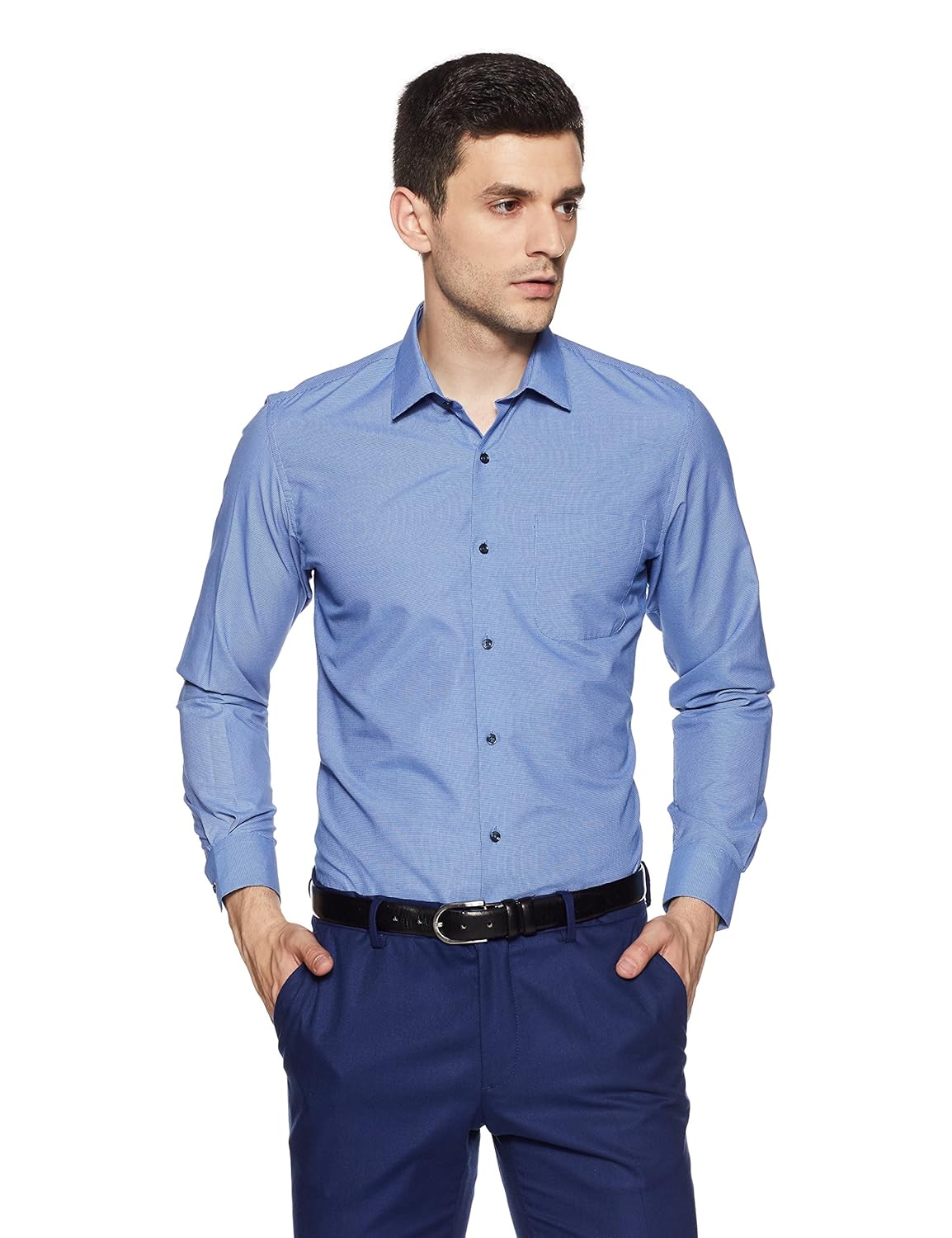 peter england men's plain slim fit formal shirt