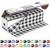 Grandipity Plastic Tablecloth Roll - 54in x 100 Ft. Black Gingham Plastic Table Cloths Disposable with Cutter Box - Cut to Size Disposable Tablecloth Table Cover for Rectangle & Round
