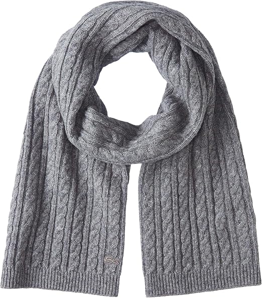 Amazon ラコステ Scarf 公式 ケーブル柄ローゲージブレンドウールマフラー メンズ グレー Eu 000 Free サイズ ストール マフラー 通販