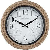 La Crosse Clock 433-3836 14-inch Rowan Indoor/Outdoor Rope Analog Quartz Wall Clock