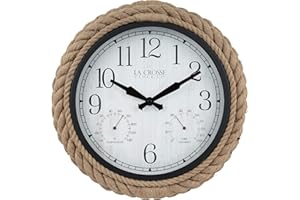 LA CROSSE TECHNOLOGY La Crosse Clock 433-3836 14-inch Rowan Indoor/Outdoor Rope Analog Quartz Wall Clock