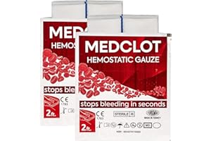 MEDCLOT Hemostatic Gauze – Kaolin Hemostatic Dressing Stops Bleeding Fast– Sterile Vacuum-Sealed, Compact for EDC & Blood-Thi