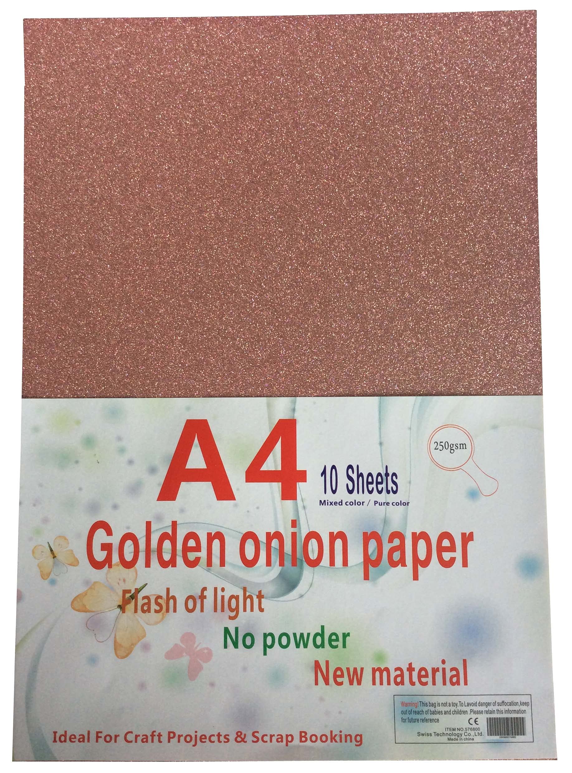 10pcs A4 Sheets Rose Gold Glitter Cardstock Card Making DIY Material Sparkling Craftwork Scrapbooking Gift Wrapping Box Tissue Paper Sheets for Wrapping