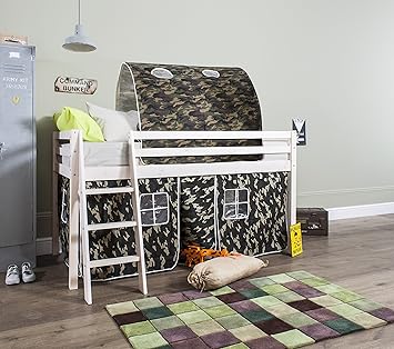 Noa And Nani Midsleeper Cabin Bed With Army Camouflage Tent And
