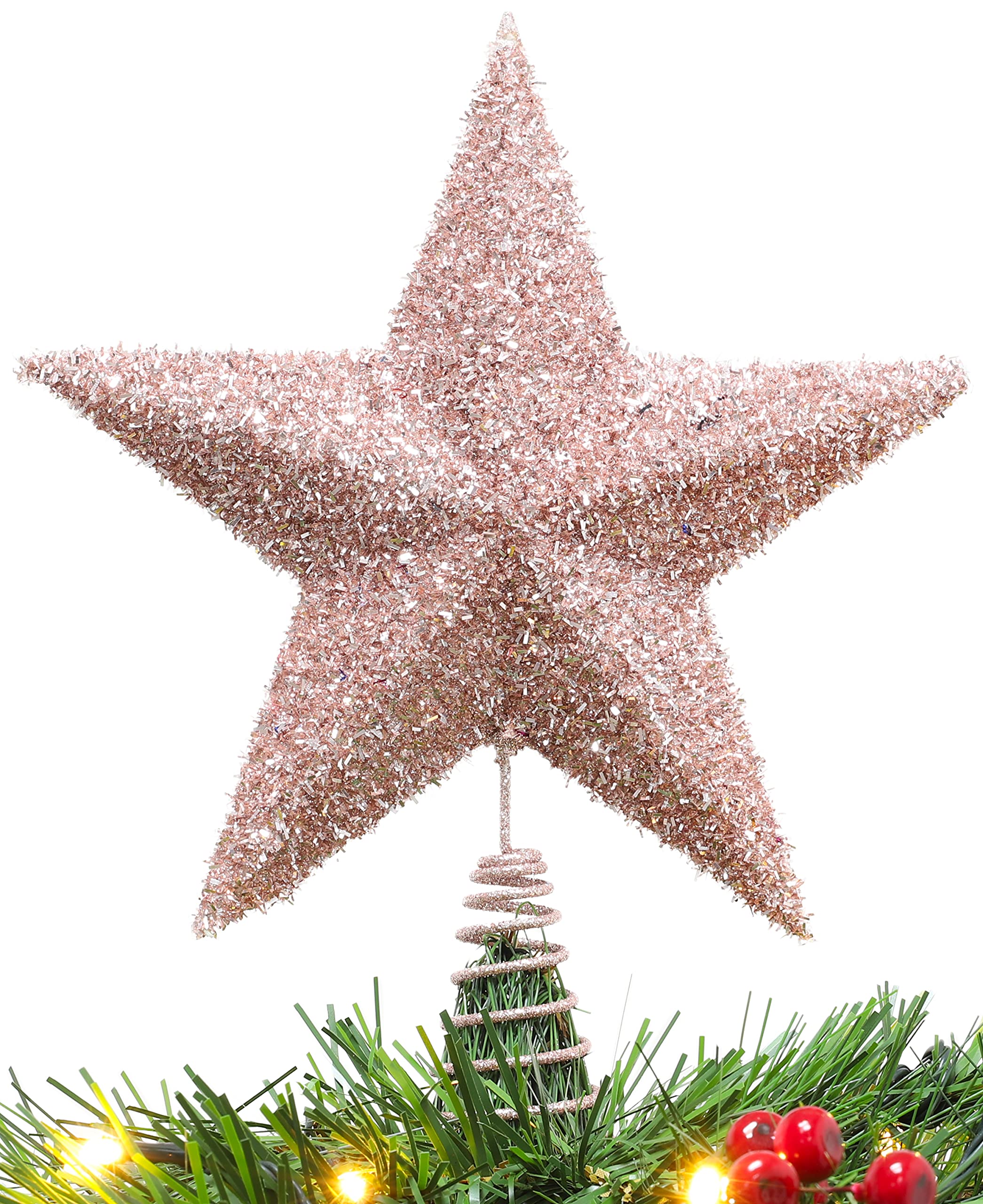 Christmas Concepts® 28cm Sparkly Tree Top Star - Luxury Christmas Decorations (Rose Gold)