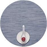 Chilewich Bamboo Placemats Set of 4, Round Woven Placemats | Reusable, Stain-Resistant, Indoor/Outdoor Tabletop Protection, 15", Rain