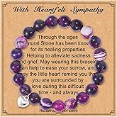 Sympathy Gifts for Loss of Loved One Memorial Bracelets for Women Healing Crystal Bracelet with Heart Charm Bereavement Memorial Gifts for Wife Mom