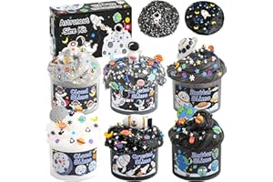6 Pack Galaxy Slime Kit - Cloud Slime, Butter Slime & Clear Slime, Black Slime for Kids with Slime Add-ins, 360ml Slime Kit f