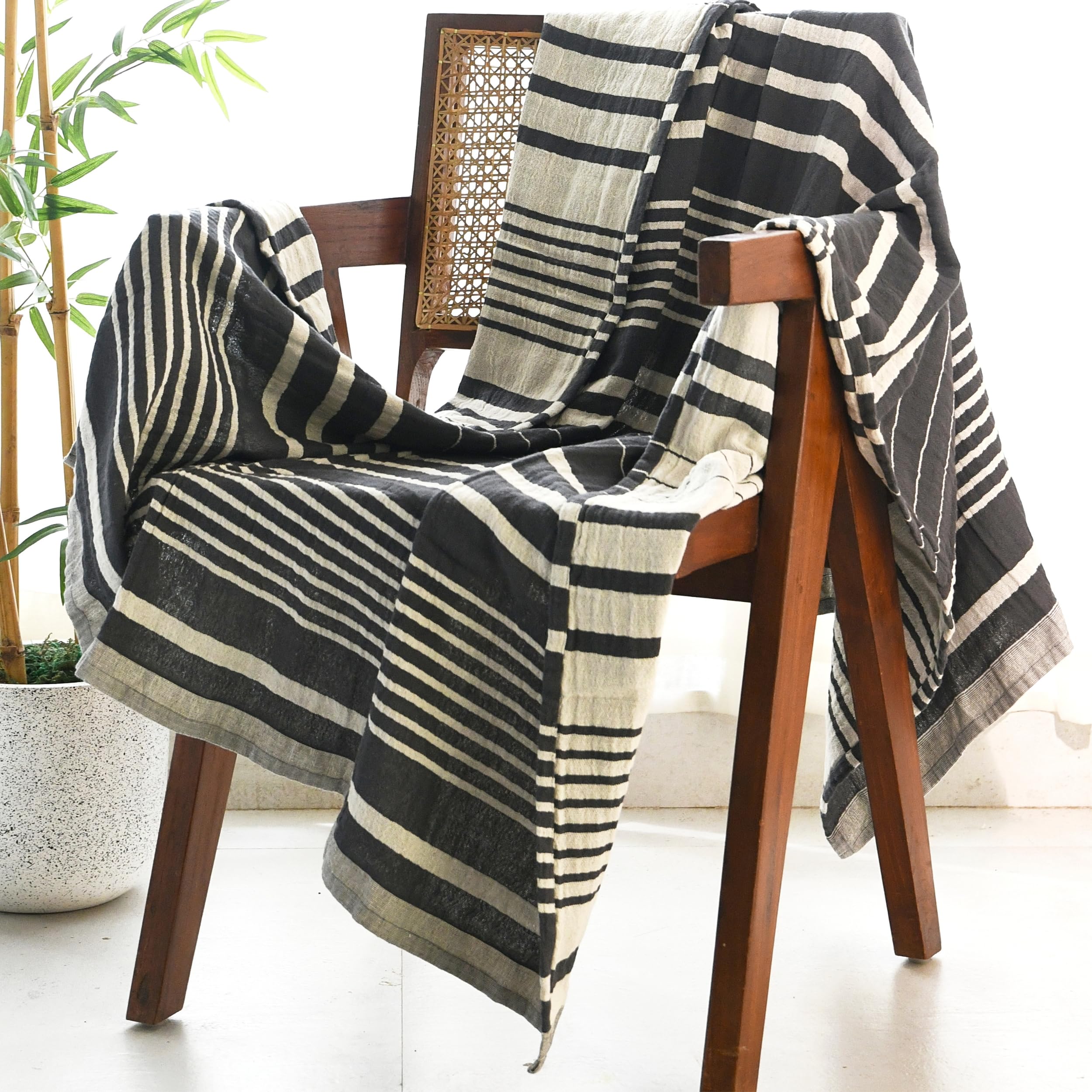 Folkulture Throw Blanket for Couch 152x128 cms, 100% Recycled Cotton Couch Blanket and Throws For Chair, Soft Throw Blanket For Bed or Bed Throws For Sofa, Lightweight Throws For Winter (Steel Gray)