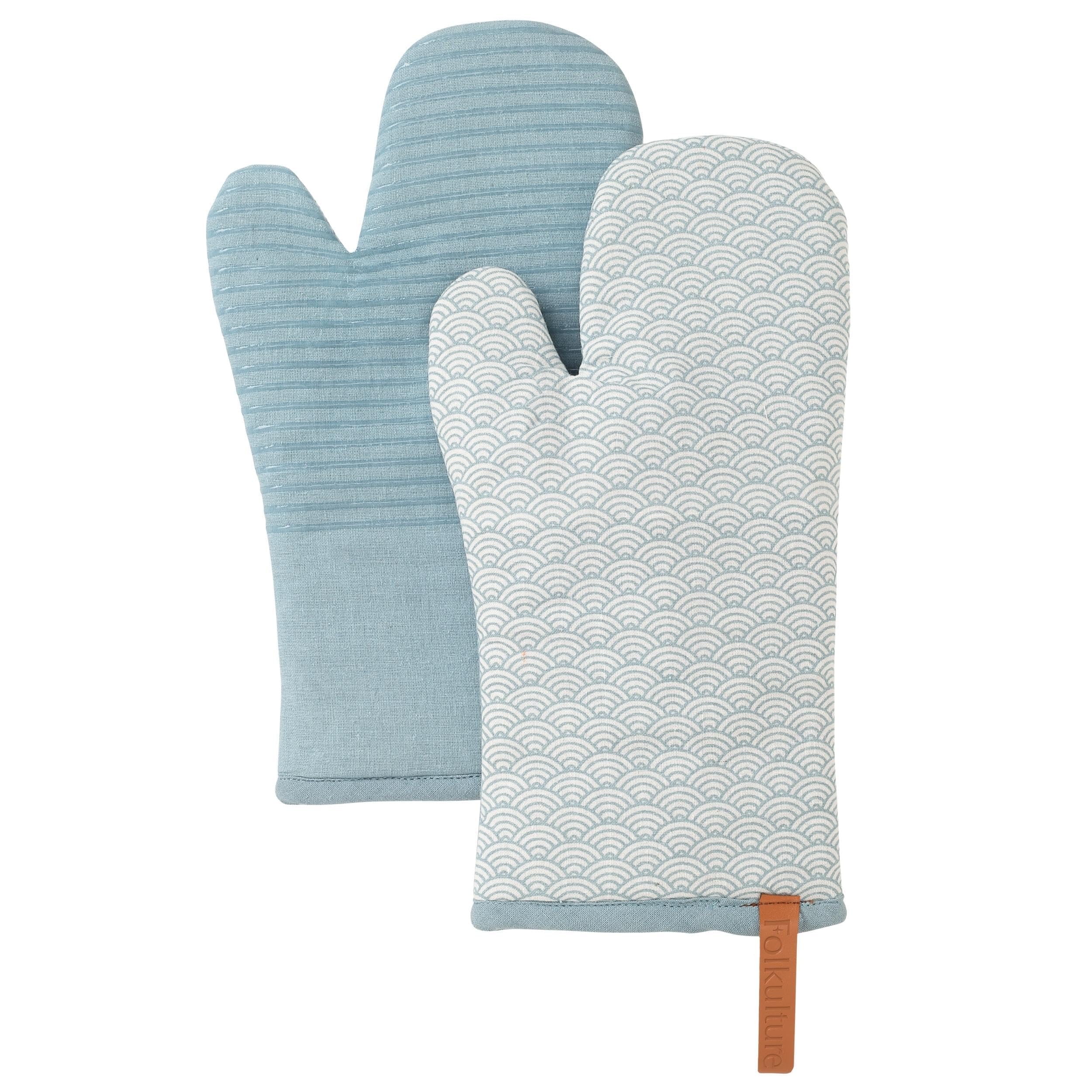Photo 1 of **STAINS OR BURNS SEEN IN PHOTO**Folkulture Oven Mitts Heat Resistant 12"x 5.5" | Silicone Oven Mitts |100% Cotton Oven Mits/Glove Set | Cute Mitts, Kitchen Oven Mitt Set, Silicon Oven Gloves Heat Resistant | Kitchen Cooking Gloves