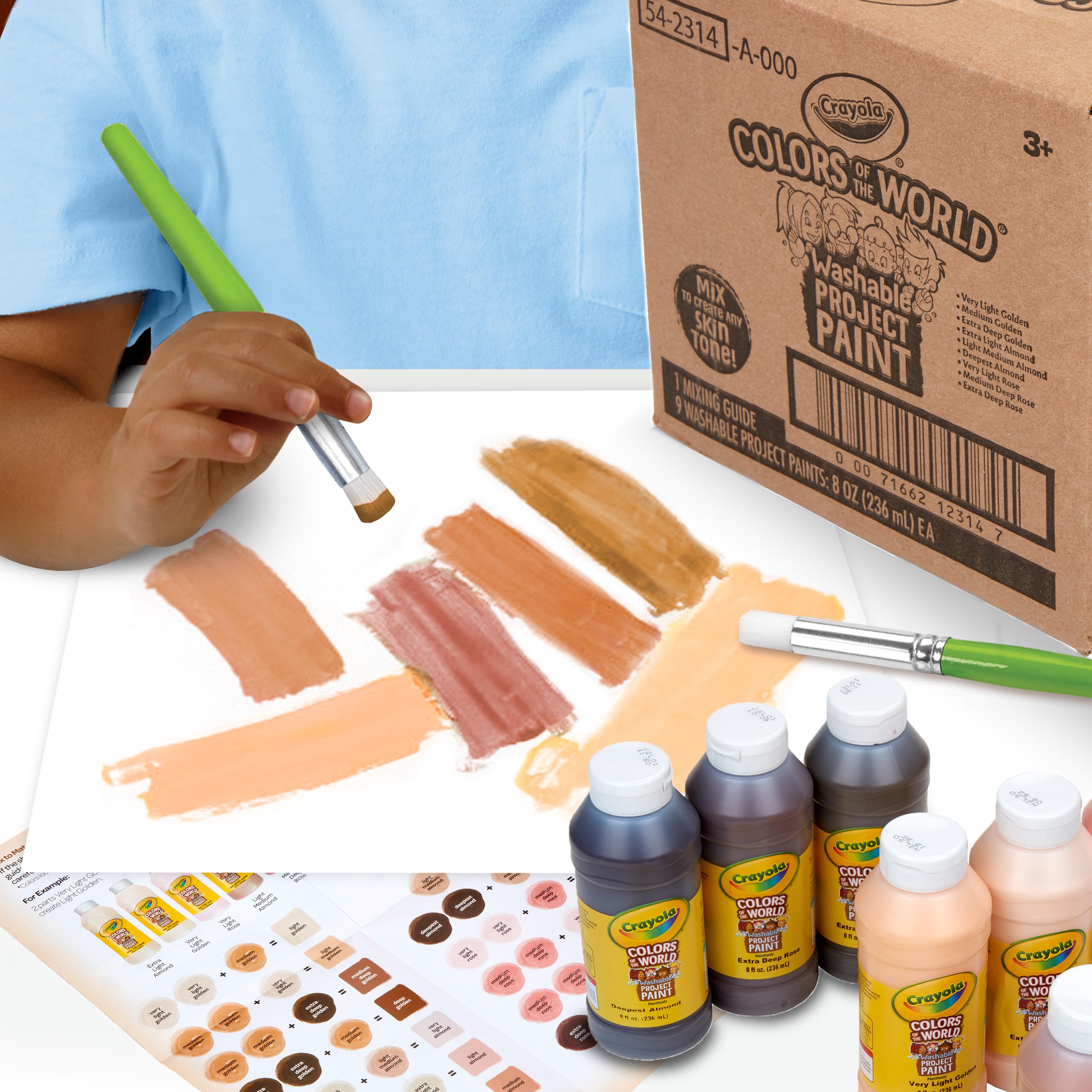Crayola Colors Of The World Washable Paint - 8oz (9ct), Bulk Skin Tone Paint, Kids Arts & Crafts Supplies, For Teachers & Classrooms
