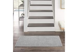 Nourison Essentials Indoor/Outdoor Silver Grey 2' x 4' Area Rug, Easy Cleaning, Non Shedding, Bed Room, Living Room, Dining R