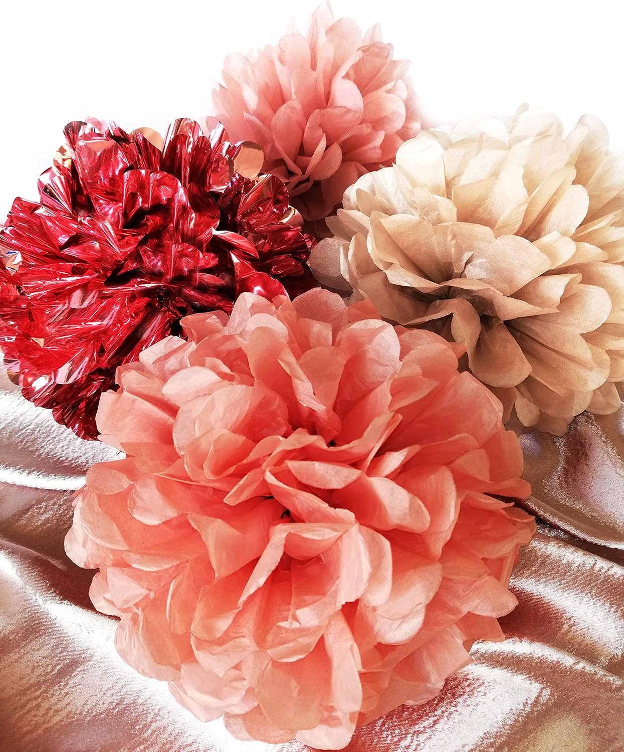 VINANT 20 PCS Rose Gold Party Decorations - Metallic Foil and Tissue Paper Pom Poms - Birthday Party Decoration - Baby Shower - Bridal Shower - Bachelorette - Garden Party - 14", 10", 8", 6": Arts, Crafts & Sewing