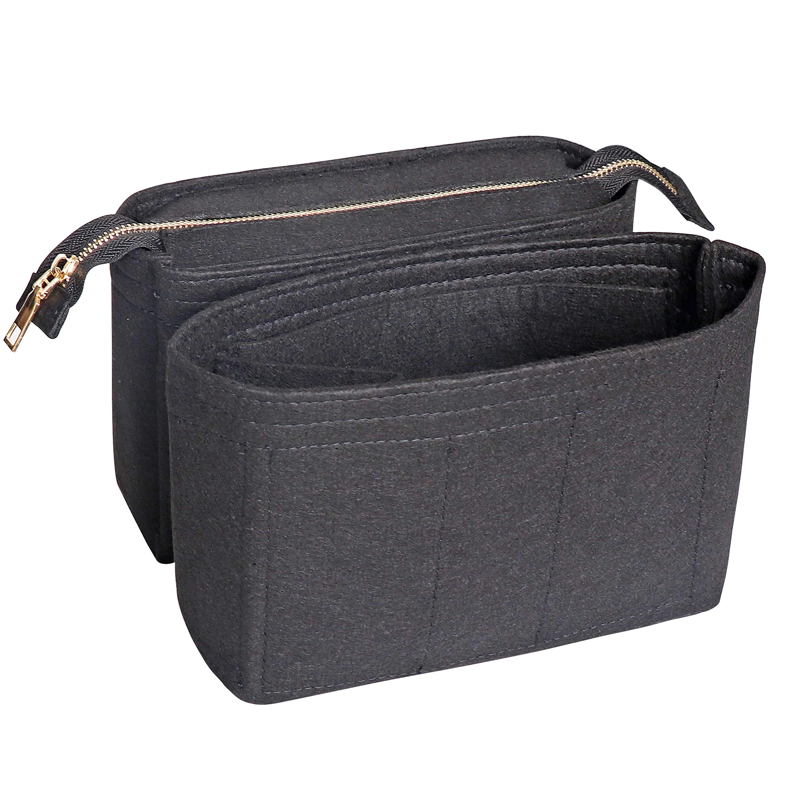 Soyizom Felt Bag organizer Insert Bag in Bag for Tote Bag With 2 packs Fit in the Neonoe and other Bucket Bags-black
