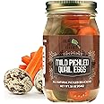 Green Jay Gourmet Mild Pickled Quail Eggs in a Jar – Fresh Hand Jarred for Cooking & Pantry – Mild Flavor - Simple Natural Ingredients - 16 Ounce Jar
