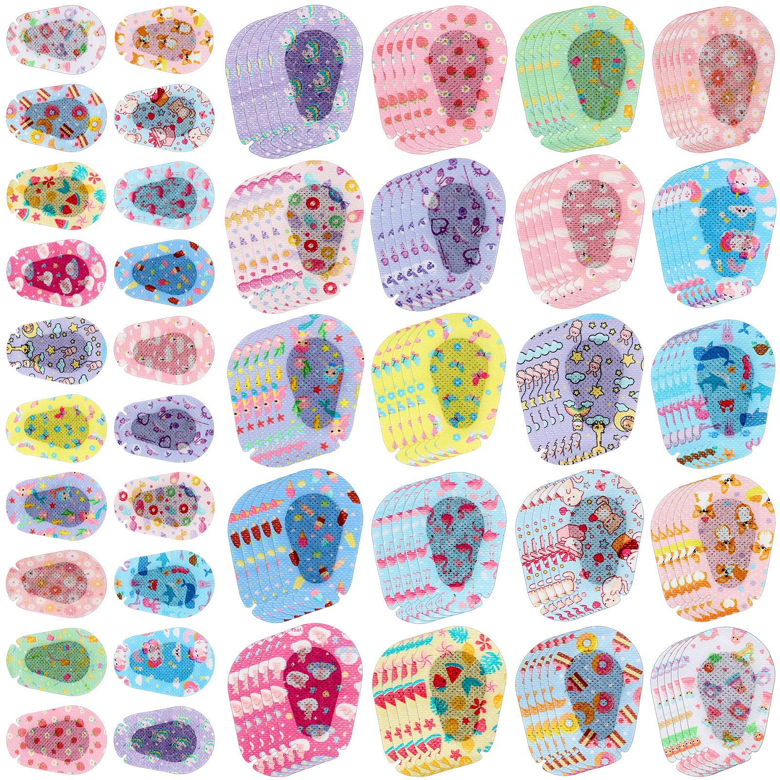 Photo 1 of 100 Pcs Adhesive Eye Patches for Kids Girls Cute Toddler Eye Patch Bulk Colorful Breathable Lazy Patch Cartoon Adhesive Bandages for Children Baby Light Blocking, 20 Styles, 3 x 2 Inches