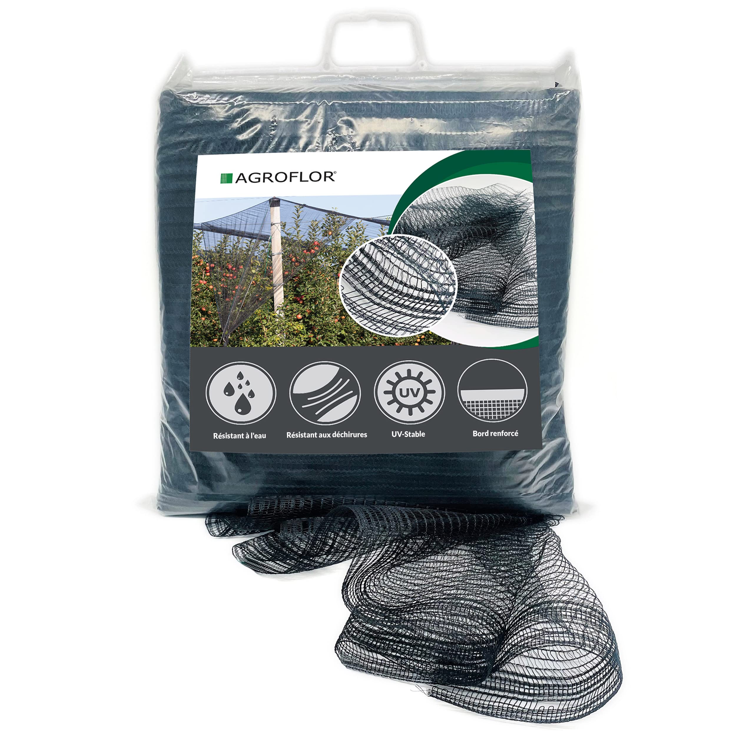 AGROFLOR Netting Cover 3 x 5 m, 3 x 7 mm Mesh Size, Black - Includes Mounting Clips