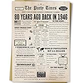 Ziwenhu Large 80 Years Old Birthday Gifts for Women Men,Vintage 80th Greeting Birthday Cards Decorations for Husband Wife,Special 80th Birthday Card for Grandparent