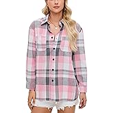EasyFair Womens Button Down Plaid Shirts Oversized Long Sleeve Collared Casual Blouse Top