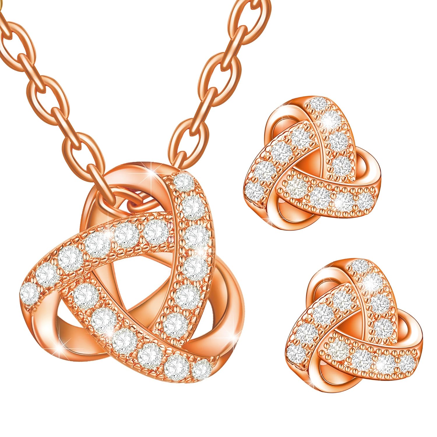 Dawanza Juego de joyas de Cristal Plateado Oro para las Mujeres Triángulo