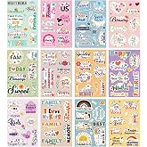 Qilery 60 Sheets Family Scrapbook Stickers Bulk | Friend Theme Waterproof Scrapbooking Supplies, Cute Scrapbooking Stickers for Water Bottle, Photo Album, Embellishment