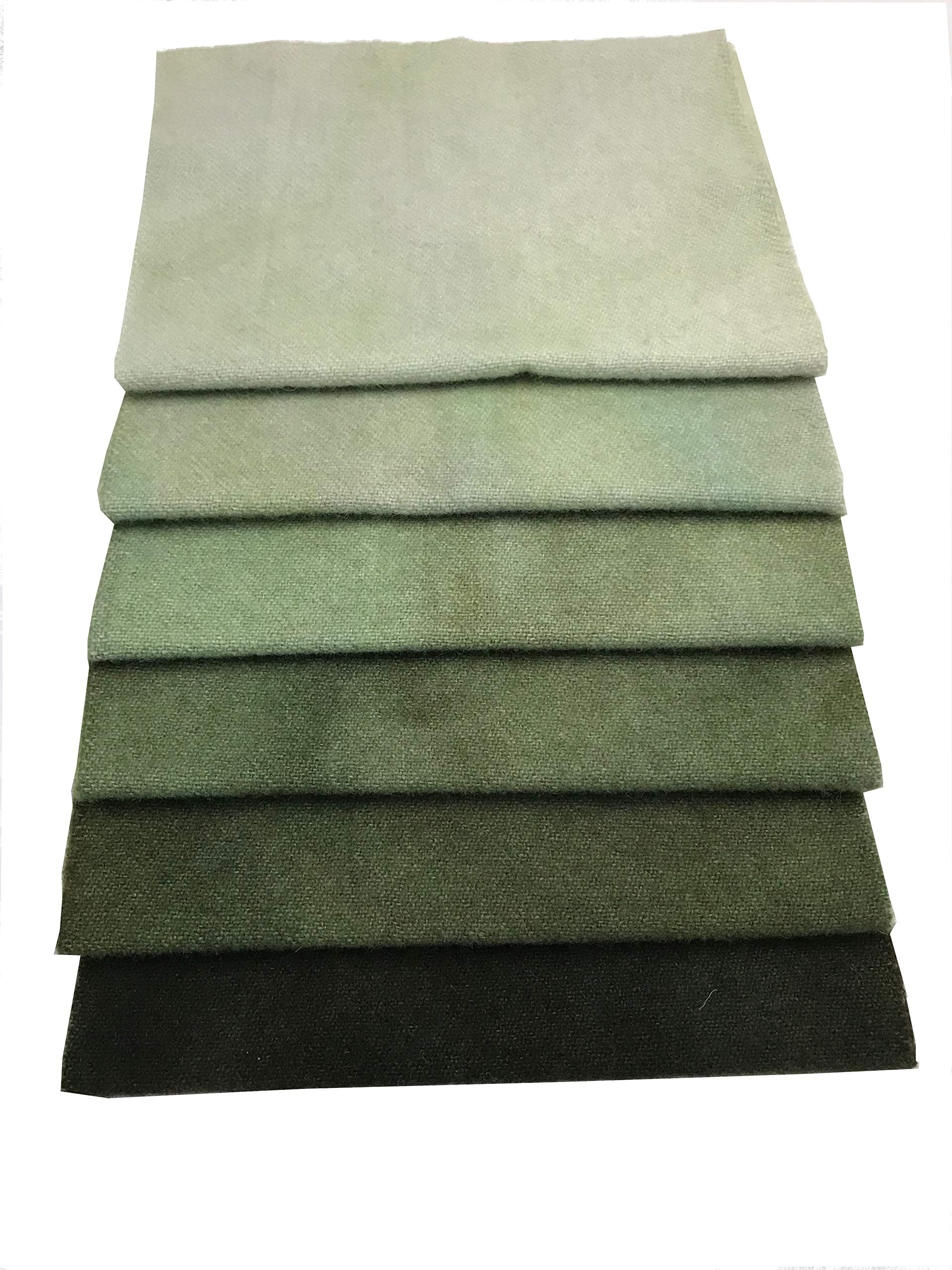 Winterberry Cabin Hand-Dyed Felted 100% Wool; Summer Sage 6 pc Small Charm Bundle
