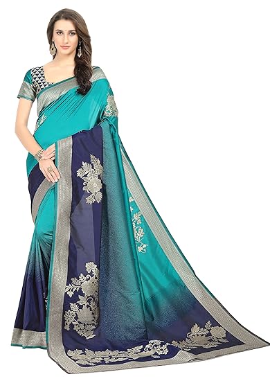 COTTON SHOPY Womens Kanchipuram Silk Saree With Unstitched Blouse