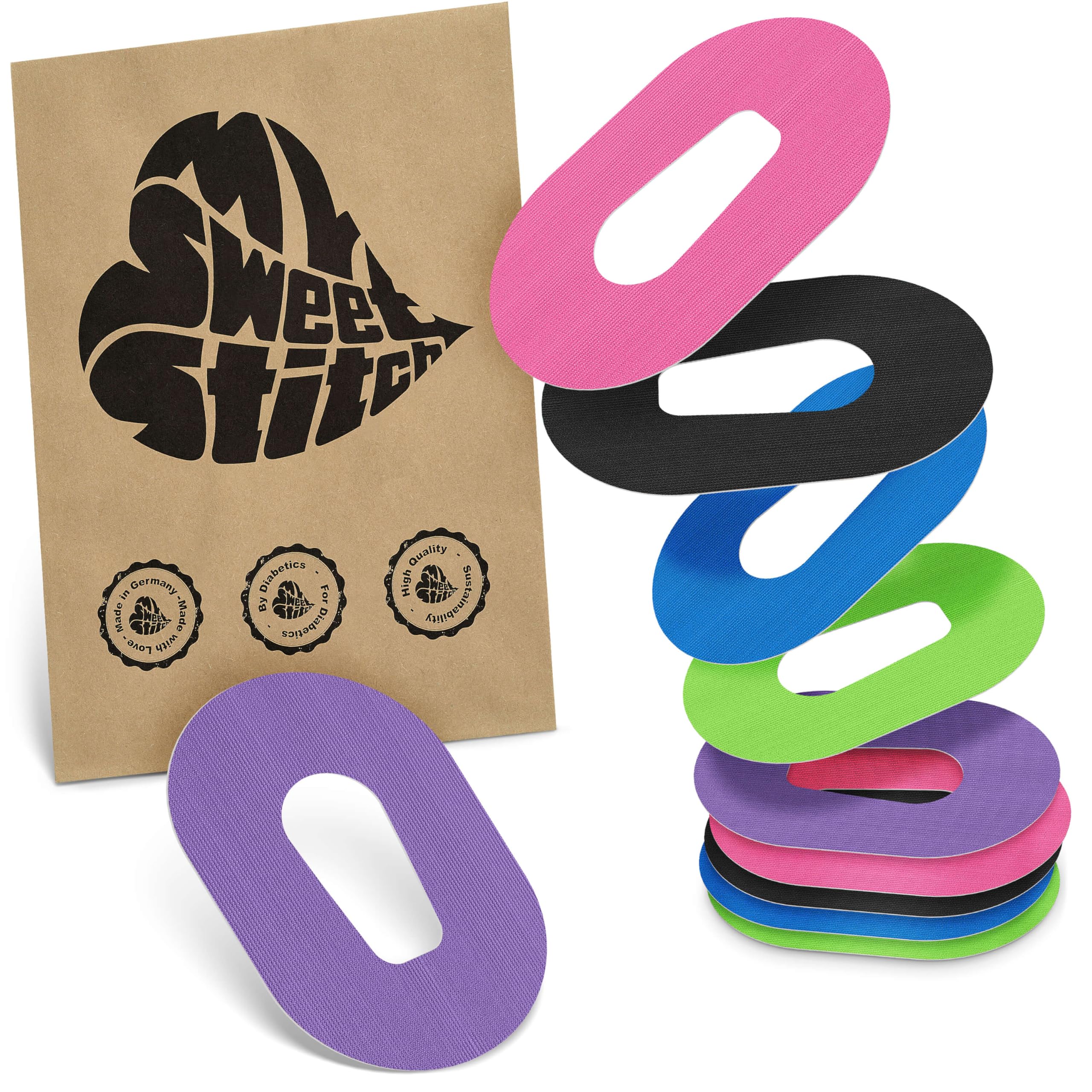 MySweetStitch - 10 x Dexcom G6 Patches, Overpatch Ø 70 x 55mm, Waterproof, Breathable, Skin-Friendly, Made in Germany, Rainbow