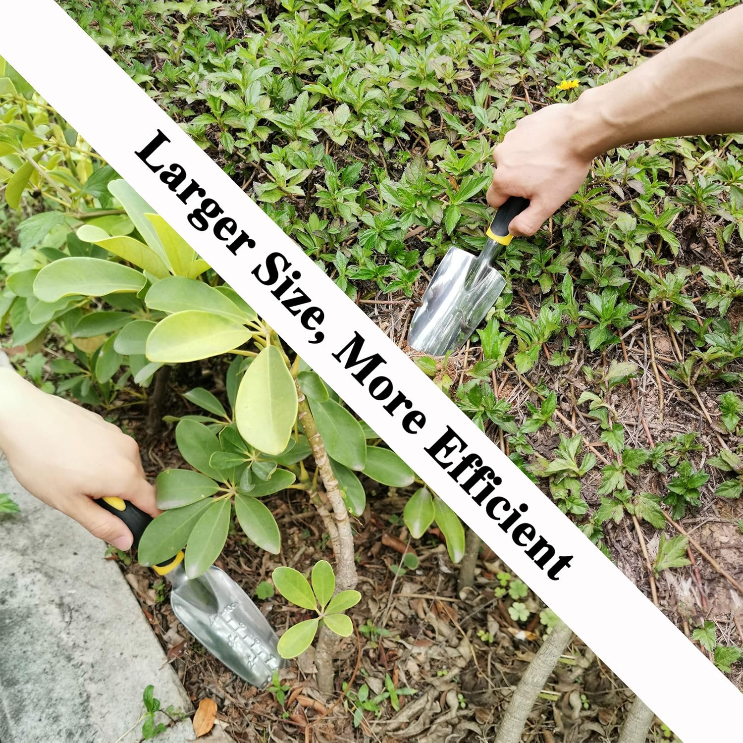 DFSQ Garden Tools Set, Ergonomic 4 Piece Gardening Kit Includes Hand Trowel, Transplant Trowel, Cultivator and Hand Rake, Durable and Delicate Garden Gift : Garden & Outdoor