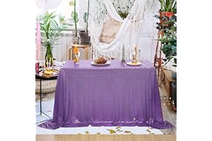 nanbowang Light Purple Sequin Tablecloth Glitter Sparkly Iridescent Shimmer for Rectangle Table Cloth 60 X 126 Table Covers Decorations for Birthday Party Supplies Event Wedding Table Skirt Decor