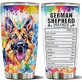 WONWIX German Shepherd Gift for Men Women Dog Facts 20oz Insulated Stainless Steel Tumbler with Lid Coffee Cup Travel Mug Gifts for German Shepherds Lover