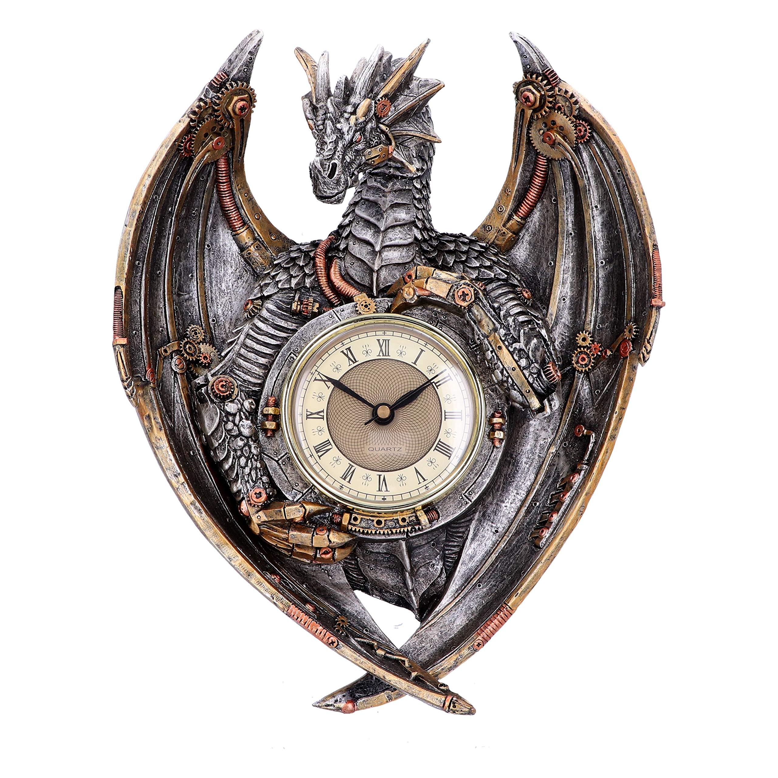 Nemesis Now Dracus Horologium 27.5cm, Polyresin, Silver