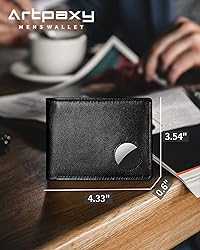 Mens Wallet With AirTag Holder, Bifold Leather RFID
