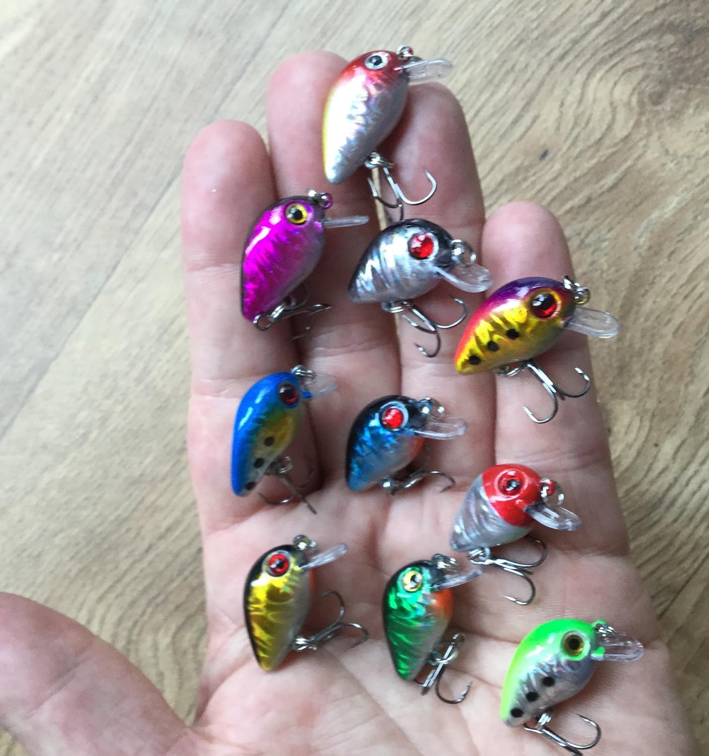 thumbnail image 2 of 10 Pack Micro Mini Fishing Lures – Tiny Shallow Dive Trout Perch Lures, 1.6g 2 of 4