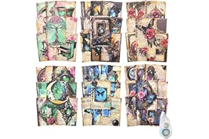 MiyouLuna 180Pcs Gothic Scrapbook Paper, Vintage Ephemera Pack for Journaling, Junk Journal, and Scrapbooking Supplies with Glue Tape