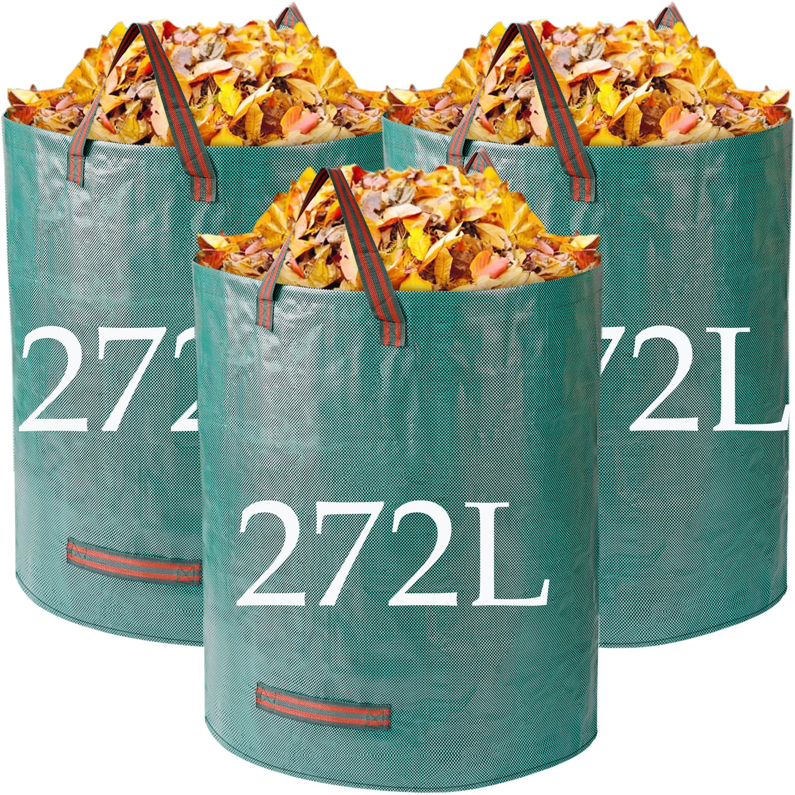 Heavy Duty Garden Bags - 272L x 3 Reusable Sacks with Handles, Ideal for Collecting Waste, Leaves & Grass