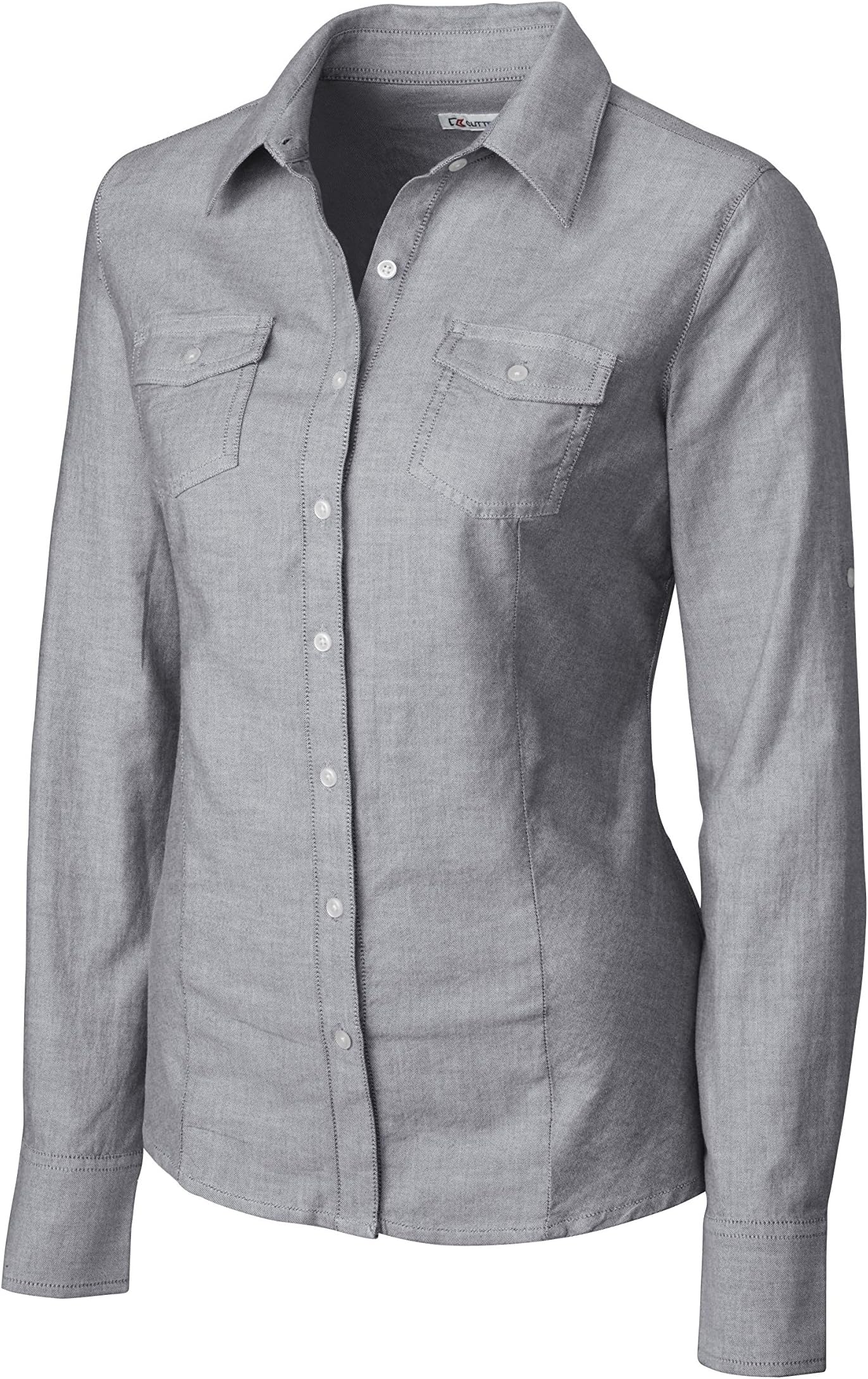 Cutter And Buck Women's Fitted Button Down Shirt, Black, X-Small