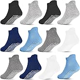 LIFPAU Toddler Non Slip Socks with Grips, Boys Girls Ankle Socks, for Kids Children 6 Months-7 Years Old 12 Pairs